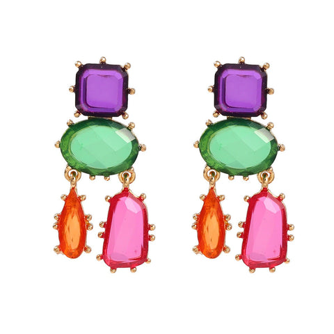 Earrings Exaggerated Multi Layered Geometric Colour Matching For Women Fashion Jewellery