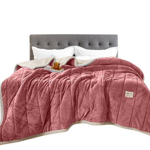 Blankets Dark Pink Coral Fleece Blanket Autumn Winter Warm 3 Layers Thicken Flannel 150X200cm