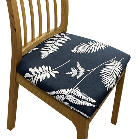 Slipcovers Chair Cover Dark Blue Leaves Print Stretch Seat For Home Dinning Kitchen Washable Removable Slipcover