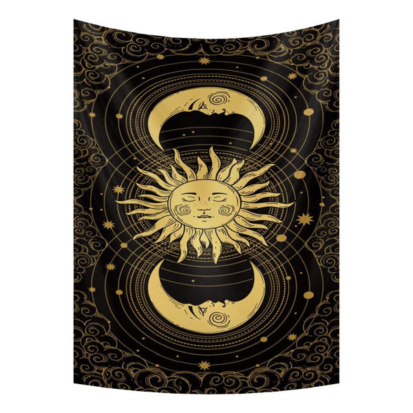 Tapestries Tapestry Black Yellow Sun Moon 150X130 Cm Bohemian Home Decor Art Sheets