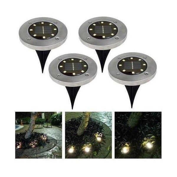 Landscape & Walkway Lights 4Pcs 8 Led Solar Power Disk Lights Buried Outdoor Under Ground Waterproof Lamp