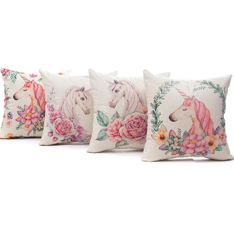 Cushions & Decorative Pillows Set Of 4 Unicorn Cushion Covers Home Decor