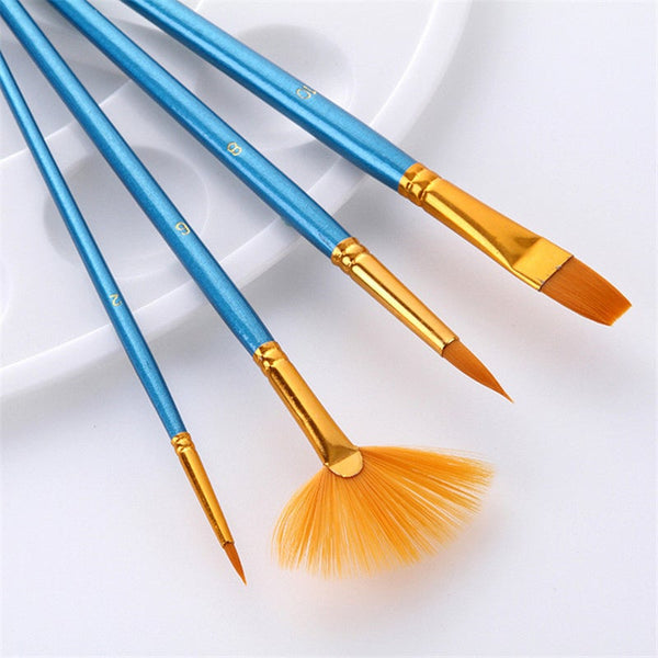 Artists Brushes 4Pcs Nylon Hair Brush With Fan Shaped Flat Pointed Tip Watercolor Set