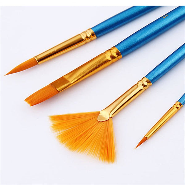 Artists Brushes 4Pcs Nylon Hair Brush With Fan Shaped Flat Pointed Tip Watercolor Set