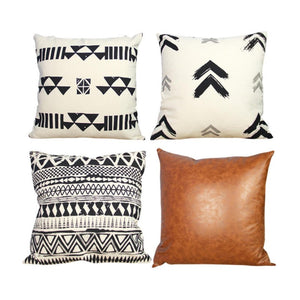 4Pcs Simple Geometric Pillowcase Pure Cotton Sofa Cushion