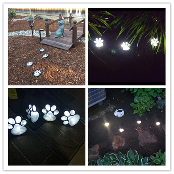 Landscape & Walkway Lights Outdoor String Lights 4Pcs Paw Print Led Solar Garden