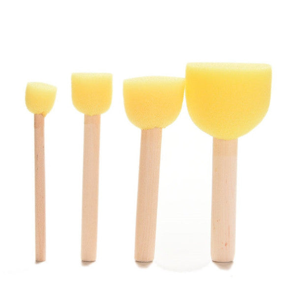 4Pcs/Set Wooden Handle Kid Sponge Paint Brush Art Supplies Painting Tool