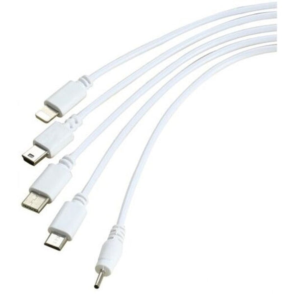 5 In 1 Usb Charging Cable For Micro / 8 Pin Type Mini Dc 2.0Mm Port White
