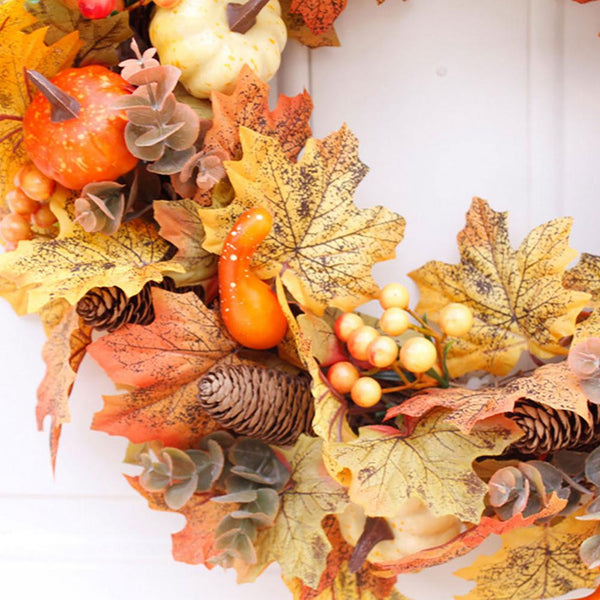 Seasonal Decorations Halloween Artificial Maple Leaf Pumpkin Decoration Thanksgiving Autumn Wreath