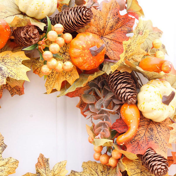 Seasonal Decorations Halloween Artificial Maple Leaf Pumpkin Decoration Thanksgiving Autumn Wreath