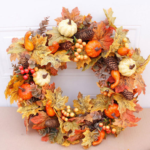 Seasonal Decorations Halloween Artificial Maple Leaf Pumpkin Decoration Thanksgiving Autumn Wreath