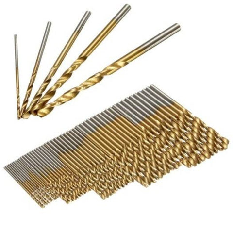 50Pcs Titanium Coated Twist Drill Bits High Speed Steel Set Bronze