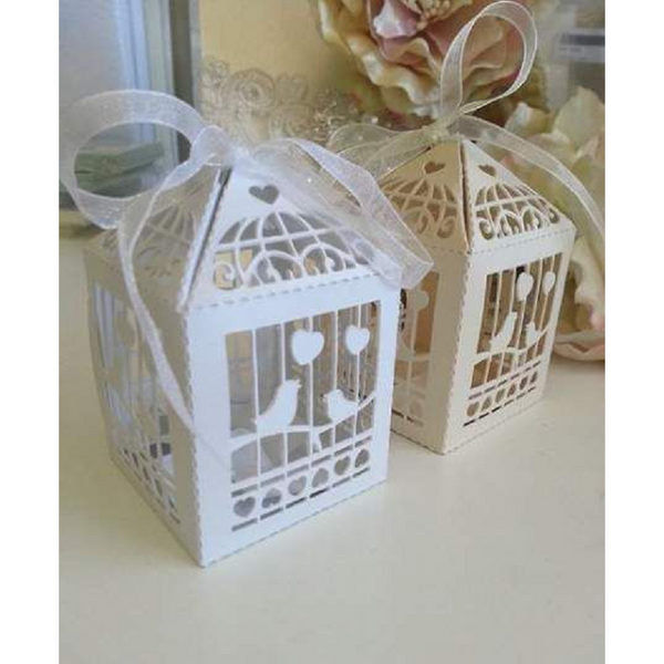 Gift Boxes 50 Piece Pack White Dove Bird Heart Wedding Bomboniere Favor Lolly Gift Card Box