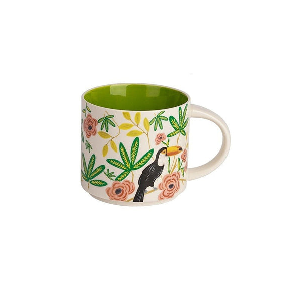 Mugs Flower Glaze Ceramic Cup Mug Household Large Capacity Breakfast 450Ml