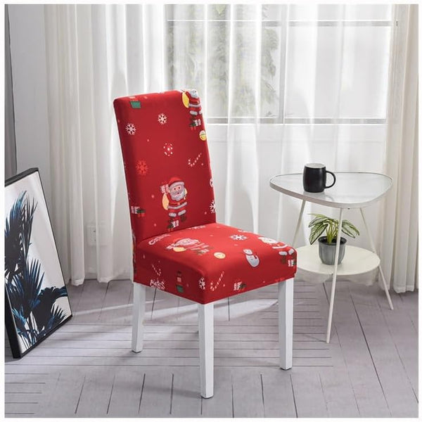 Slipcovers Chair Cover Red Santa Gift Snowman Design Anti Dirt Elastic Material