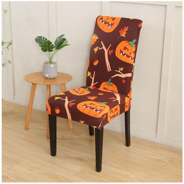 Slipcovers Chair Cover Orange Pumpkin Twig Design Anti Dirt Elastic Material