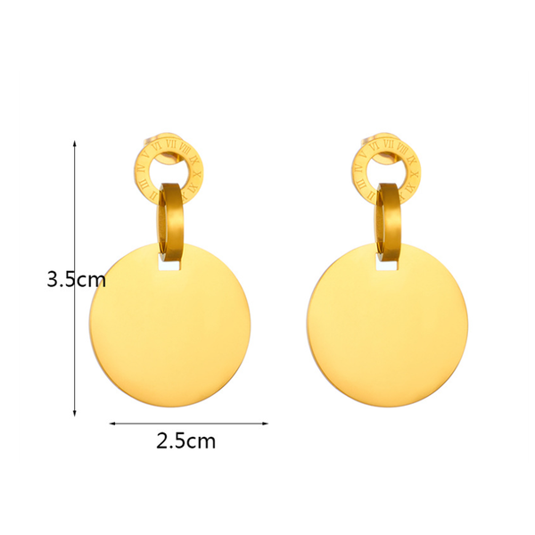 Earrings Geometric Circular Gold Plated Titanium Steel Women's For Everyday Wear