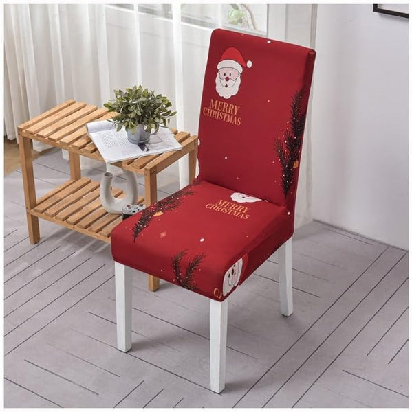 Slipcovers Chair Cover Maroon Santa Gift Tree Design Anti Dirt Elastic For Dining Room