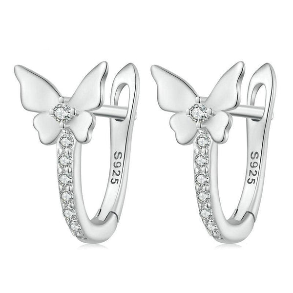 Earrings Silver Charm Forest Style Small Fresh Butterfly Ear Buckle Women's