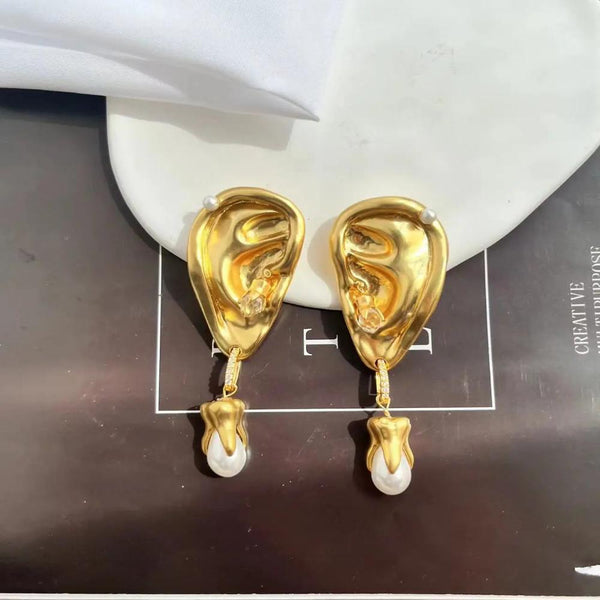 Earrings Abstract Facial Features Ears Clips Hoops Women Ladies Jewelry