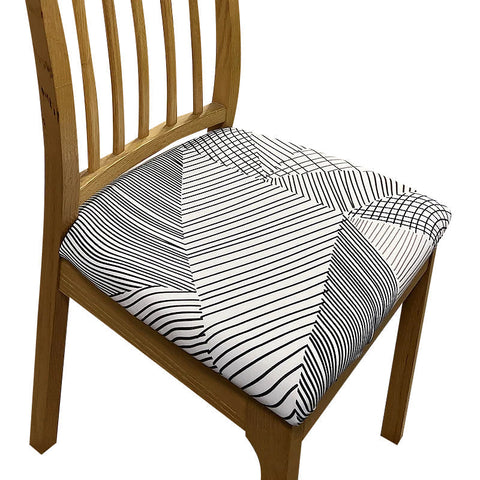 Slipcovers Chair Cover White Simple Linear Pattern Design Stretch Seat For Home Dinning Kitchen