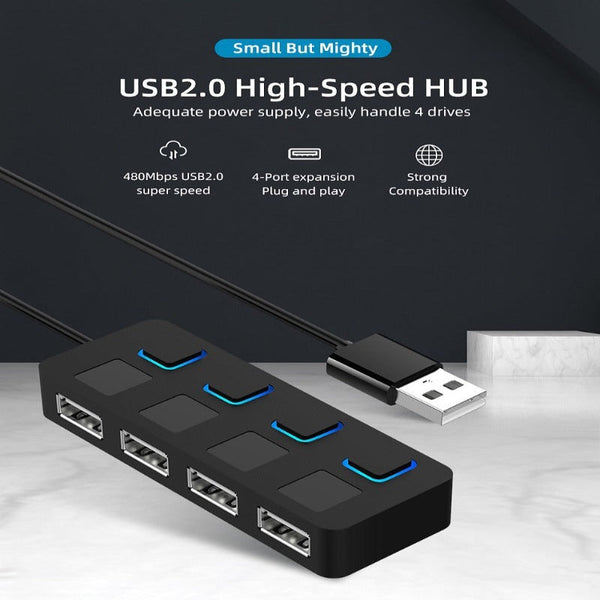 USB Cables, Hubs & Adapters Usb 4 Port Hub Multi Usb Splitter Extender