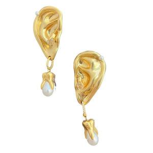 Earrings Abstract Facial Features Ears Clips Hoops Women Ladies Jewelry