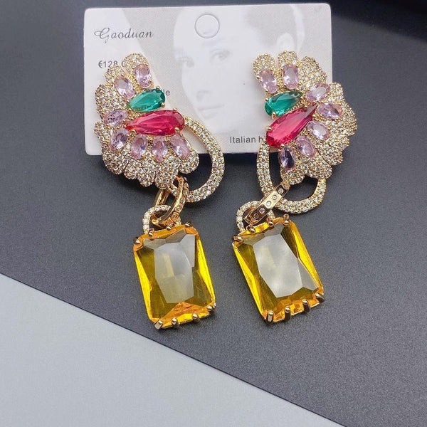 Earrings Zircon Precision Micro Inlaid Advanced Colour Matching Versatile Fashion