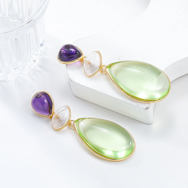 Earrings Women Trendy Party Drop Shaped Morandi Colour Jewelry