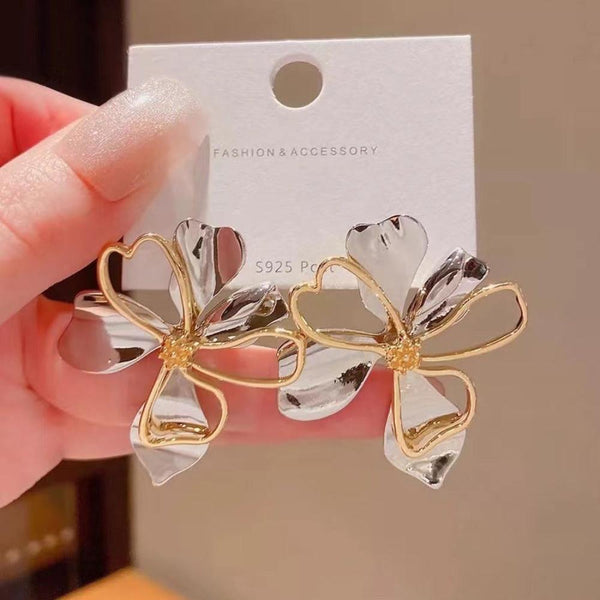 Earrings Metal Cold Wind Flower For Women Personalised Alloy Accessory