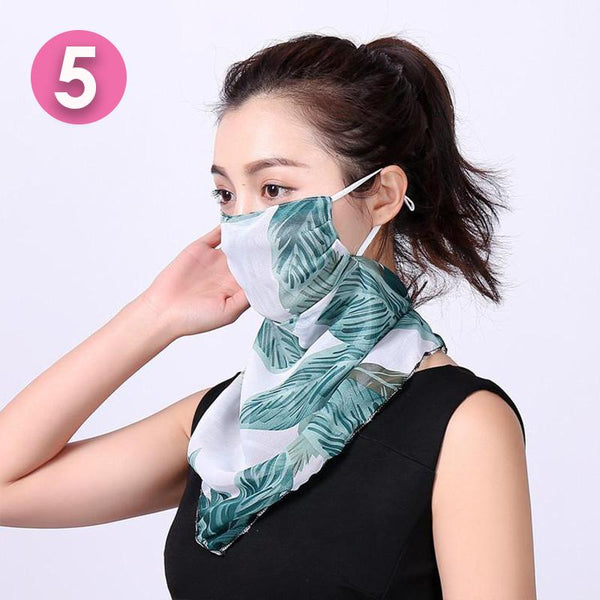 Scarves & Wraps Summer Masks Flower Printed Women's Large Neck Guard Sun Protection Scarf