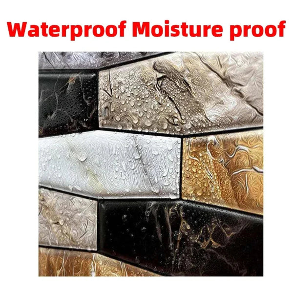 Wall Stickers 10 Pieces Vinyl Tile Self Adhesive Brown Stone Pattern Waterproof