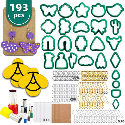 Pottery Tools & Sets 193Pc Polymer Ear Ring Clay Cutter Mould