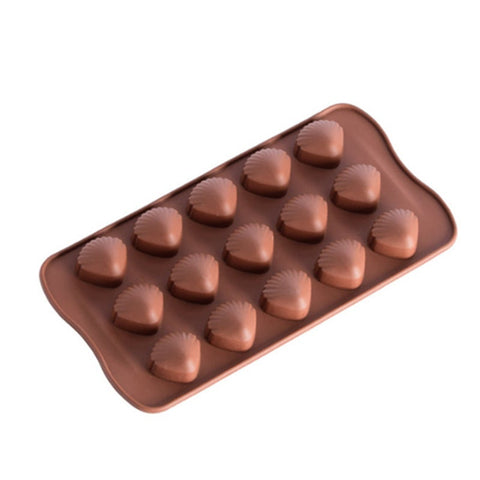 5Pcs 15-Grid Shell Shaped Mold Silicone Chocolate Pudding Pastry Ice Tray Mould