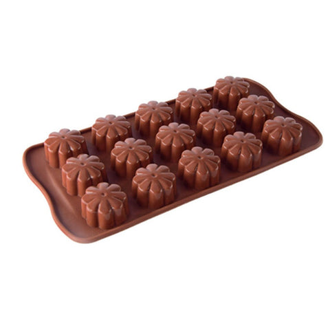 5Pcs 15-Grid Flower Shaped Mold Silicone Chocolate Pudding Pastry Ice Tray