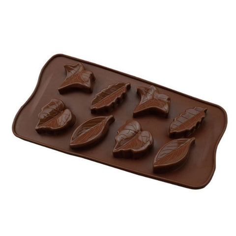 5Pcs 8 Grid Tree Leaf Candy Chocolate Silicone Cake Mold Fondant Patisserie Ice