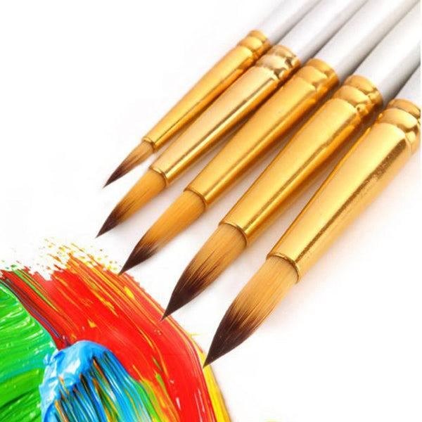 Artists Brushes 5Pcs/Pack Nylon Watercolor Gouache Acrylic Painting Brush Pointed Round Tip Pen