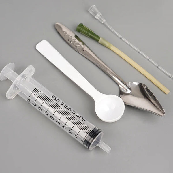 Feeders 5Pcs/Set Bird Parrot Feeder Spoon With Manual Syringe Baby Water Milk Medicine Feeding Needle Supplies