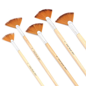 5Pcs/Set Fan Shaped Nylon Hair Gouache Watercolor Paint Brush Art Supplies