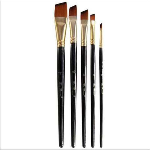 Artists Brushes 5Pcs/Set Nylon Hair Paint Brush Round Filbert Angel Flat Acrylic Watercolor