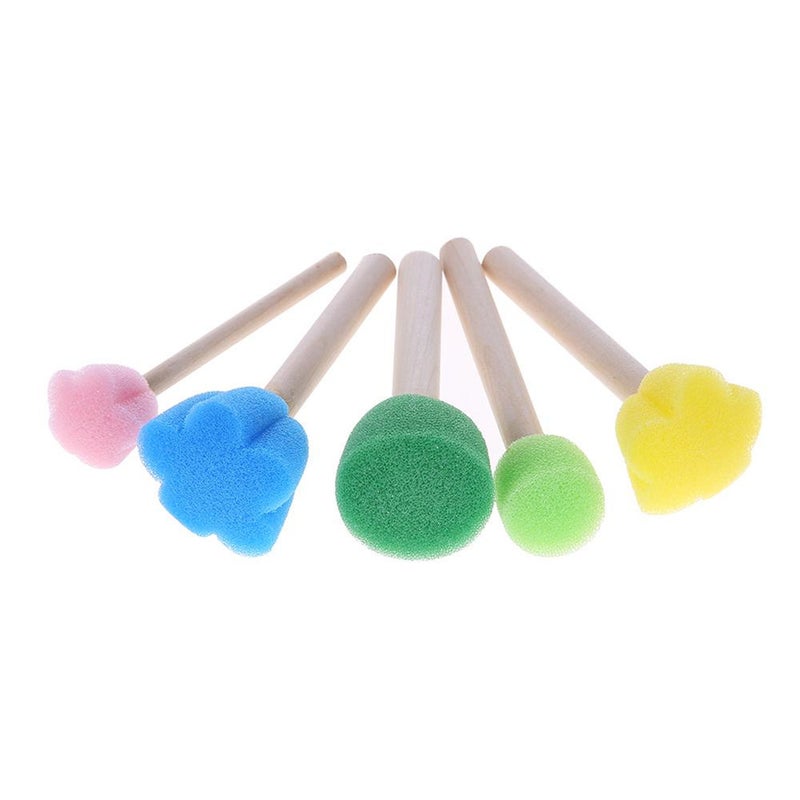 5Pcs/Set Sponge Painting Brushes Diy Wooden Handle Graffiti Drawing