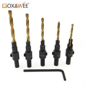 Countersinks 5Pcs Tapered Drill Countersink Bit Wood Pilot Hole Hex Shank Woodworking Countersunk Head Drilling