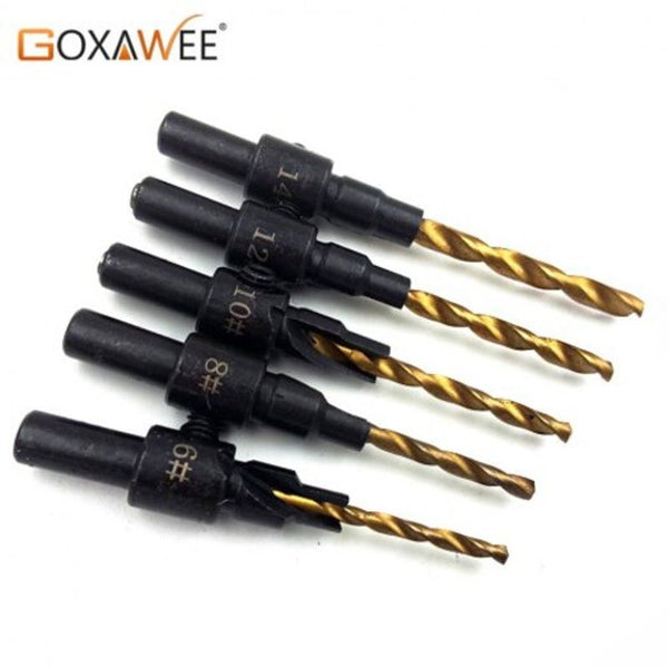 Countersinks 5Pcs Tapered Drill Countersink Bit Wood Pilot Hole Hex Shank Woodworking Countersunk Head Drilling