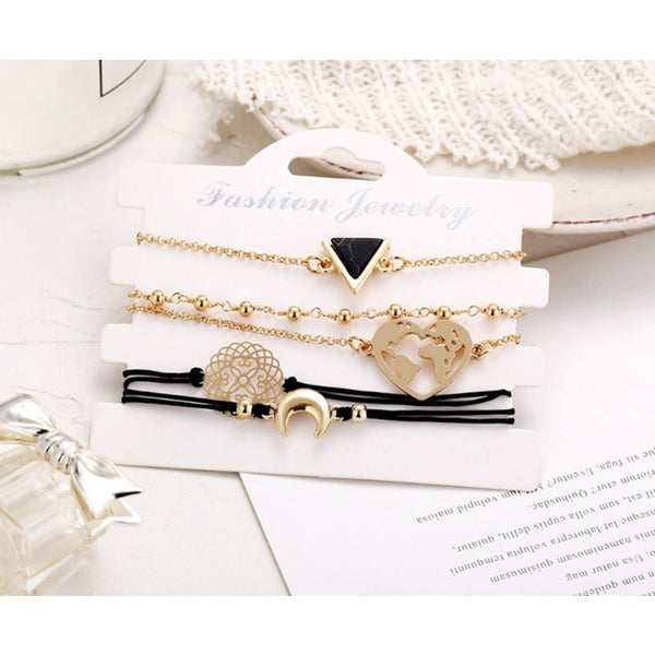 5Pcs Triangular Love Map Bracelet And Footchain Jewelry