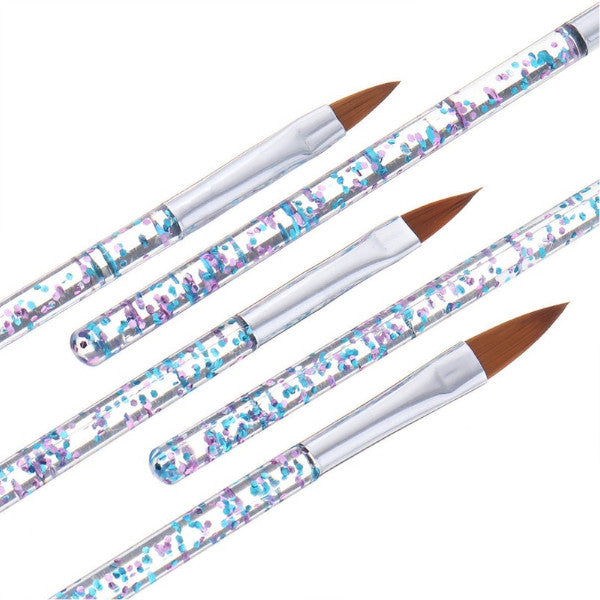 5Pcs Acrylic Nail Nylon Hair Brush Pen Gel Carving Dotting Drawing Manicure Tools