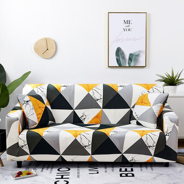 Slipcovers 2 Seater Sofa Cover Yellow White Geometric Style Protection For Living Room Slipcover