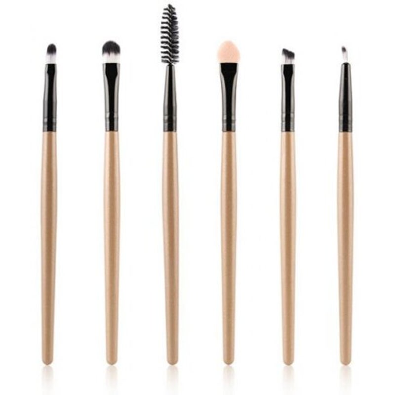 6 Pcs Nylon Eye Makeup Brushes Set Champagne Gold