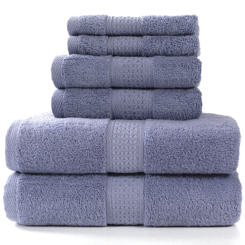 6 Piece Towel Sets Bath Face Hand Gray