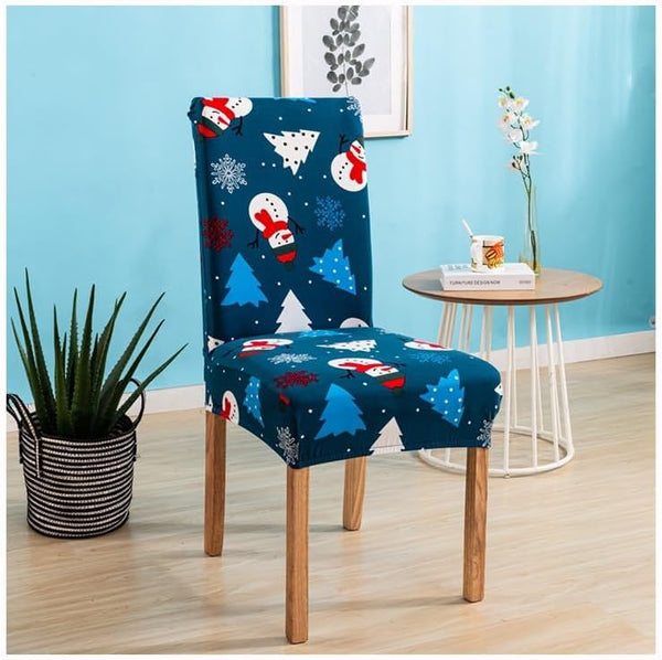 Slipcovers Chair Cover Dark Blue Snowman Christmas Holiday Design For Dining Room