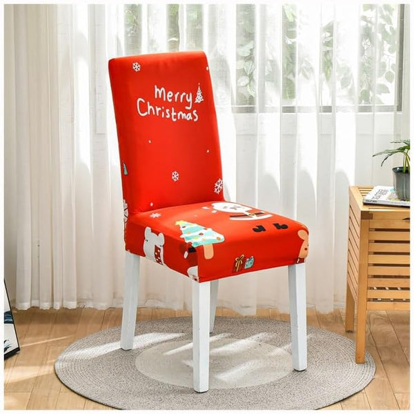 Slipcovers Chair Cover Bright Red Merry Christmas Santa Design Anti Dirt Elastic Material